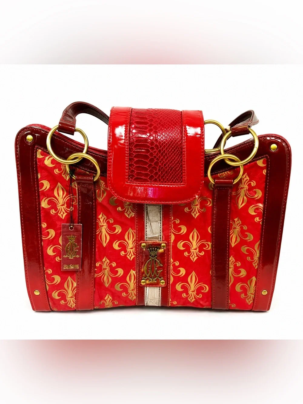 Chrome Bones Adrian Beyaz Fleur De CA Red Luxury Pet Carrier Dog Cat Travel NWT - Picture 1 of 15